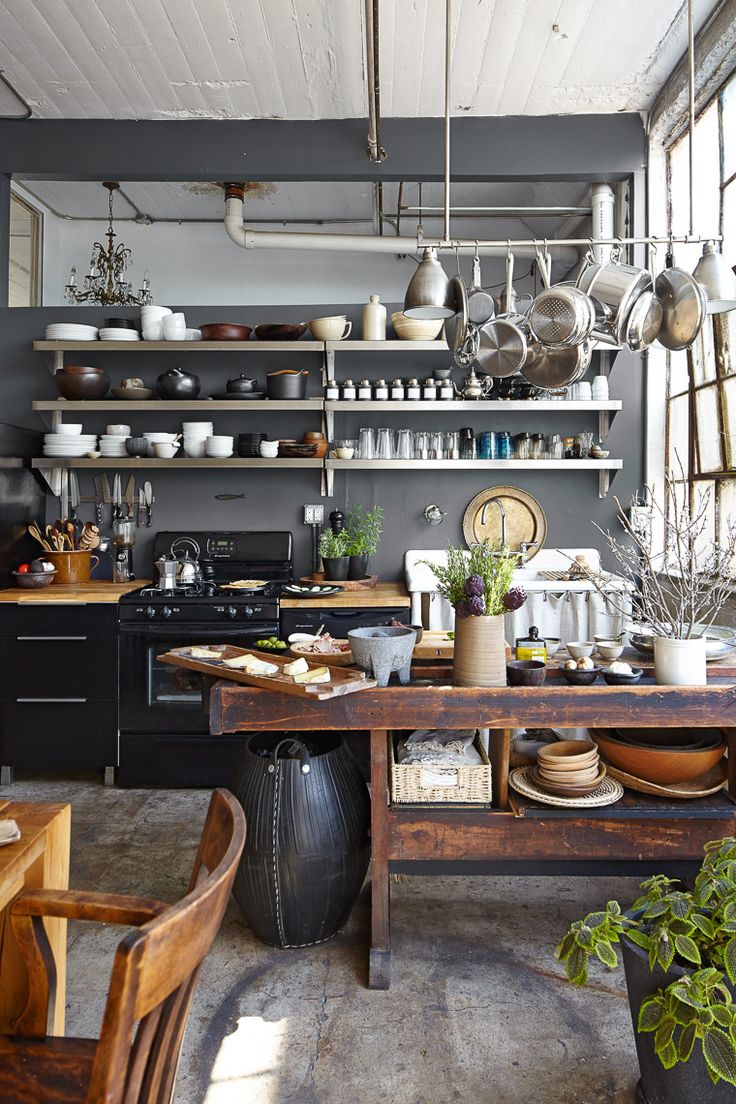 kitchen at the Preciado rustic industrial chic loft in Brooklyn