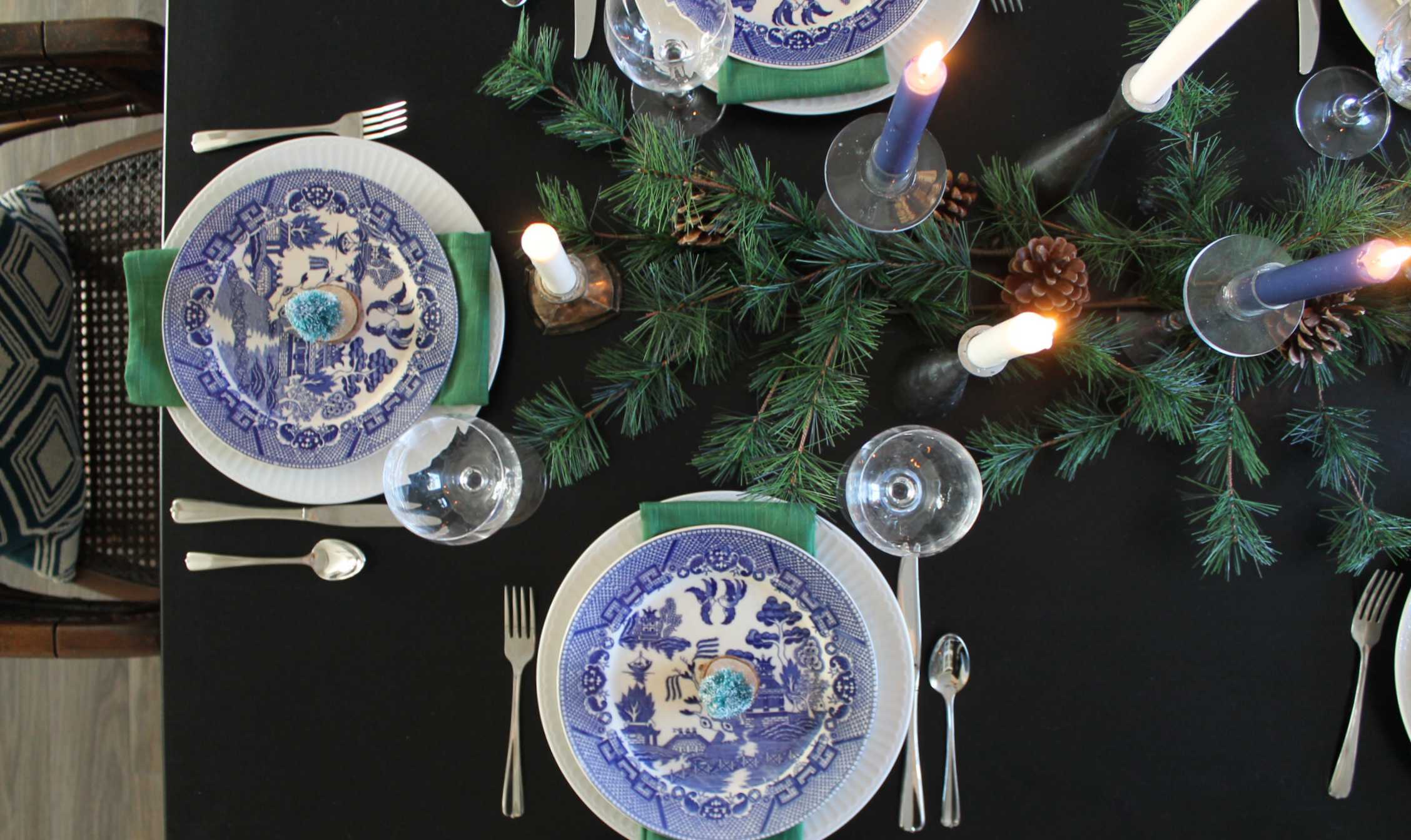 Blue and green table setting - The Hunted & Gathered